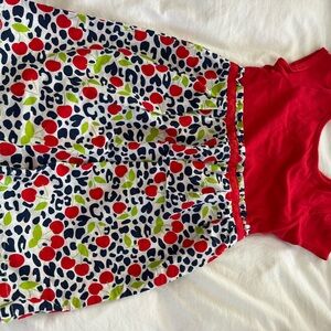 Red and Patterned Sleeveless Dress